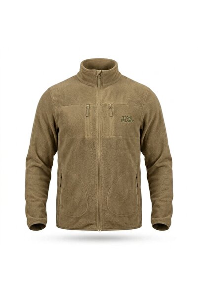 Zeron Home Erkek Siyah Polar Mont Fermuarlı Dik Yaka Cepli Kışlık Sweat Mont