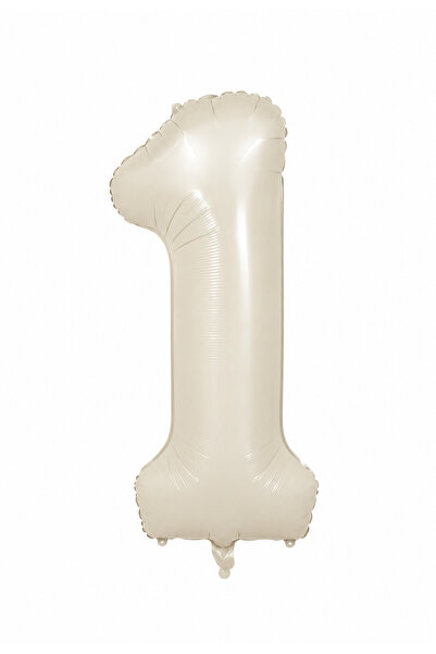 baloss fer 1 Cream Number Foil Balloon 76 cm 34 Inch Large Size One Number Ba...