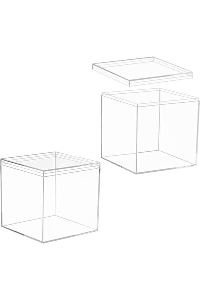 SYOSI 8 Pieces Clear Acrylic Plastic Square Cube Jewelry Box Mini Storage Box...