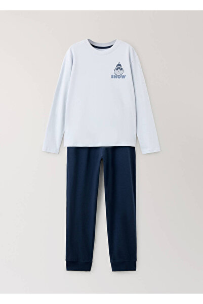 MANGO Kids Desenli pamuklu pijama seti