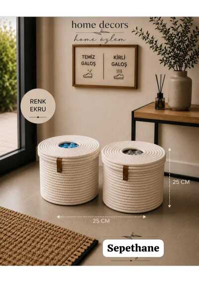SepetHane 25x26 Galoş, Çöp Kovası Çok Amaçlı Sepet Saklama Kutusu Dekoratif S...