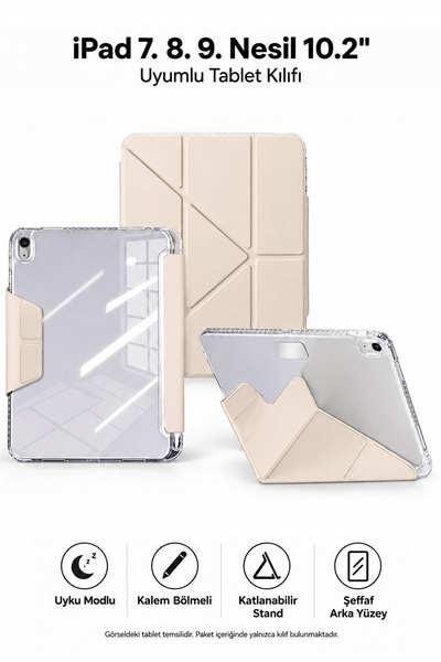 CONOCER İpad 7. 8. 9. Nesil 10.2" Kılıf Katlanır Kalemlikli Standlı Uyku Modl...
