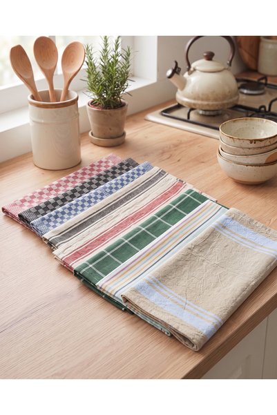 last icon Multi-Colored Striped Drying Cloth Set of 2 40X60 cm 100% Cotton