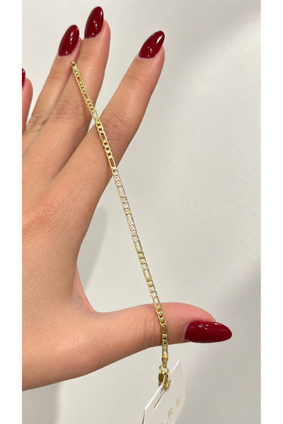 GLARE JEWELRY CO Thin Crushed Chain Model Gold Stainless Steel Bracelet 15+5c...
