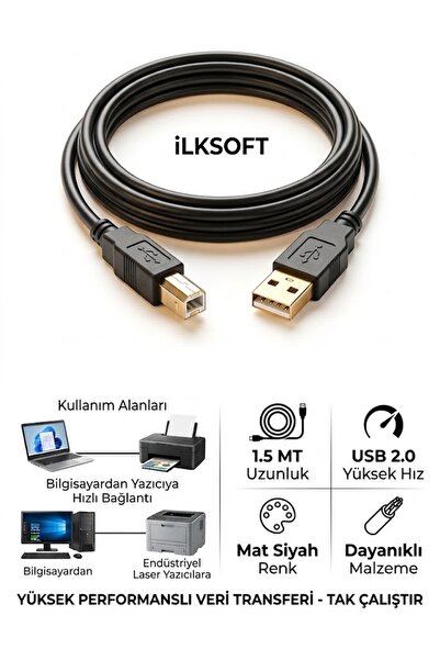 Longtech LT-1065 USB 2.0 Yazıcı Kablosu – 1,5 Metre Siyah