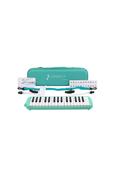 hepeğitim 32 Tuşlu Özel Oval Çantalı Su Yeşili Melodika (Yedek Ağızlıklı)