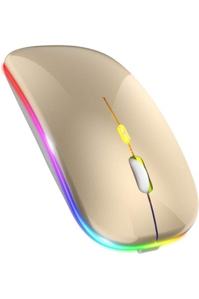 Umiwin ماوس لاسلكي صامت مزود بإضاءة LED - نحيف وقابل للحمل مع منفذي USB ومستق...