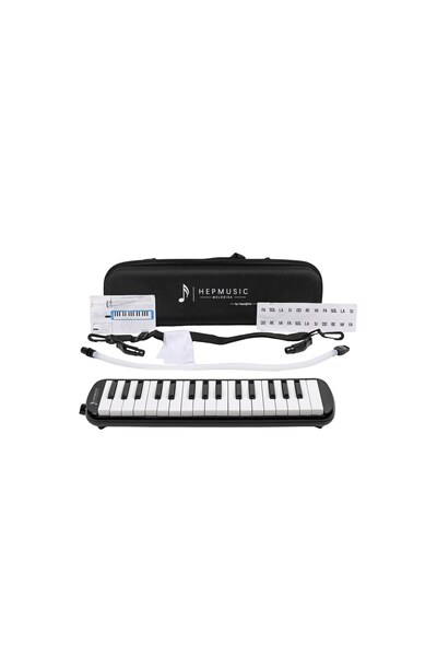 hepeğitim 32 Tuşlu Özel Oval Çantalı Siyah Melodika (Yedek Ağızlıklı)