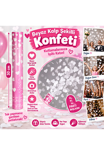NW NessiWorld Beyaz Kalp Şekilli Konfeti 38 cm