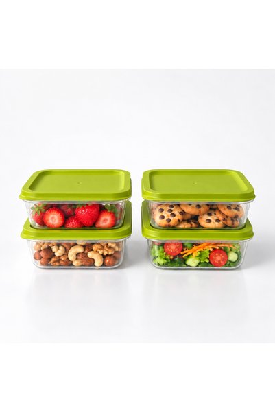 Sariva Home Set of 4 500 ml Food Storage Containers with Lids for Fruits, Salads, Cookies, and Nuts
