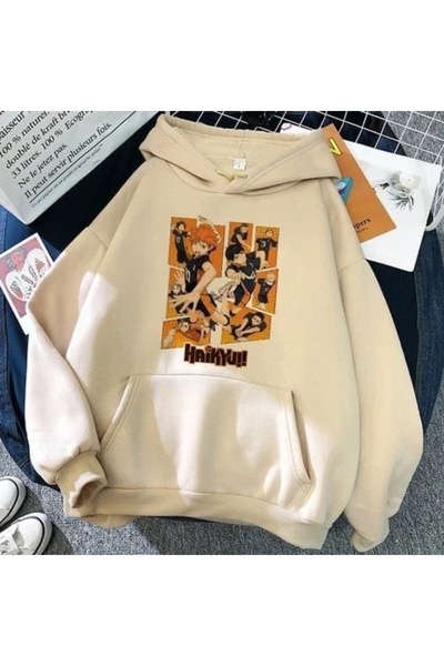 Vordevia Haikyuu Printed Premium Oversize Hooded 3-Yarn Cotton Sweatshirt