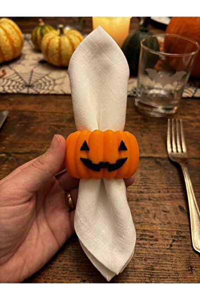 E&TDESING 3D Design Halloween Pumpkin Napkin Ring / Ring - Set of 6