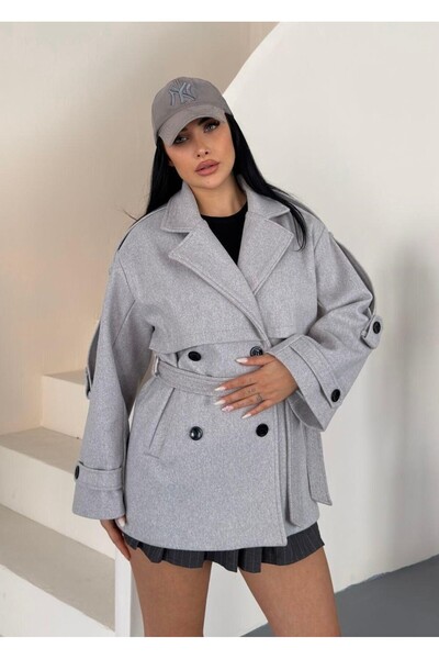 SV Sun Victoria Women's Short Cashmere Coat with Belt and Lining
