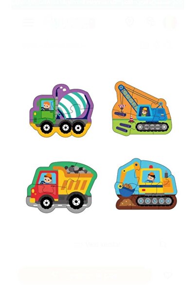 OEM Puzzle cu 4 Vehicule de Santier pentru Bebelusi (16 piese)