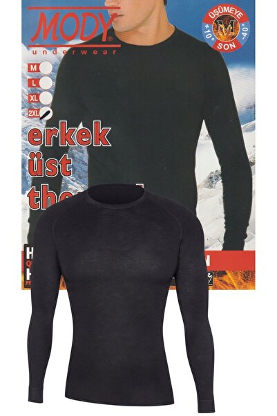 marufshop Muško termo donje rublje sa dugim rukavima, okruglim izrezom, crne ...