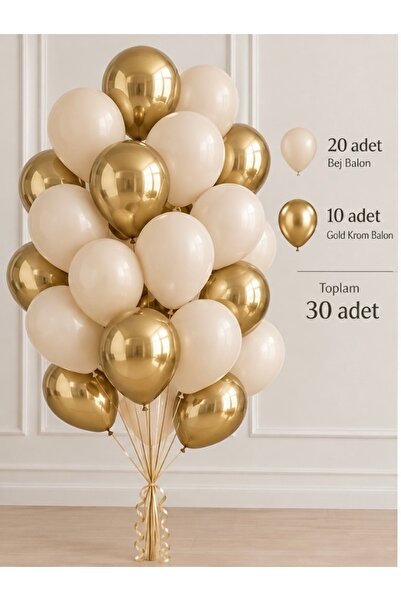 Öztürkpartievi 30-Piece Balloon Set – 20 Macaron Balloons + 10 Chrome Balloons
