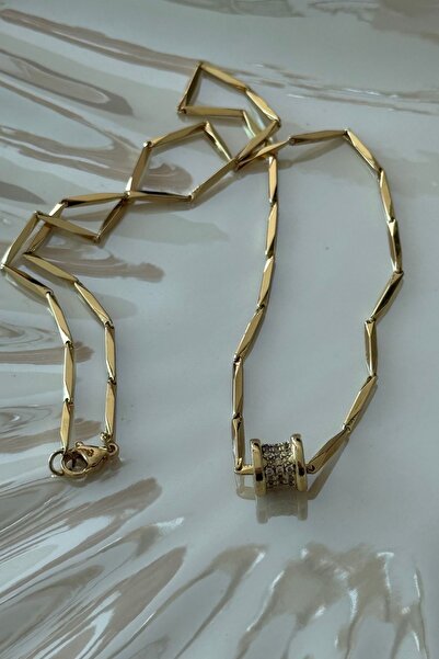 Trendy Butik Steel elegant chain stone necklace