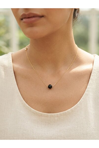 Papatya Silver 925 Ayar Gümüş Minimalist Oltu Taşı Kolye.rose.gold.rodaj Renk Seçeneği