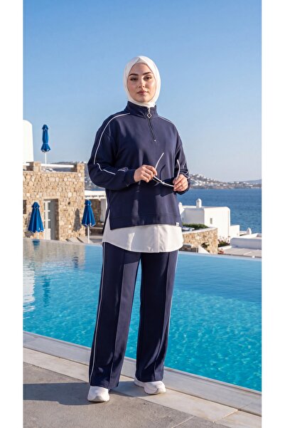Wovi Moda Women's Oversize Tracksuit Set - Sweatshirt and Pants