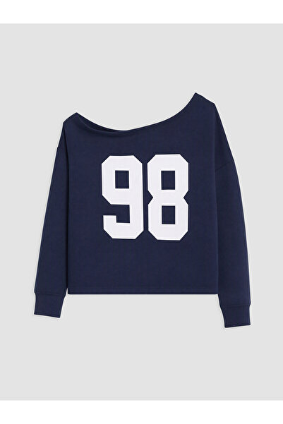 LC Waikiki Alita City Farkıyla Xside Navy Blue Boat Neck Soft Touch Women's S...