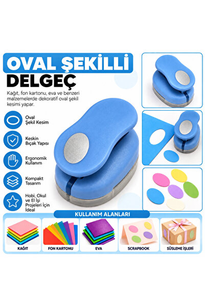 Mçb Group Oval Şekilli Orta Boy Şekilli Delgeç | Kağıt Fon Kartonu Eva Delgeç | Scrapbook Hobi Delgeci
