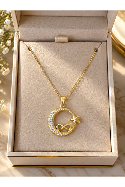 İNN JEWELLERY 316 L Çelik Kolye Ay Yıldız Sonsuzluk Figürlü Renk Atmaz