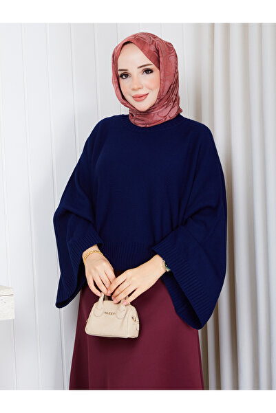 MİHRİZAR Women's Draped Yarasakol Knitwear Sweater Loose Cut Crew Neck Oversi...