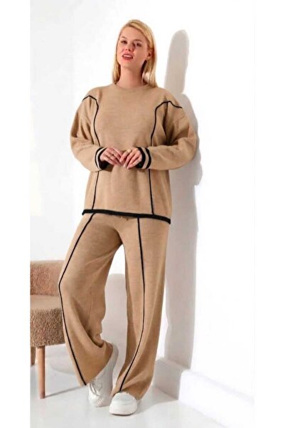 Chic Kids Wear Γυναικεία πλεκτά ριγέ ρούχα Oversize Σετ φόρμας με φαρδιά μπατ...