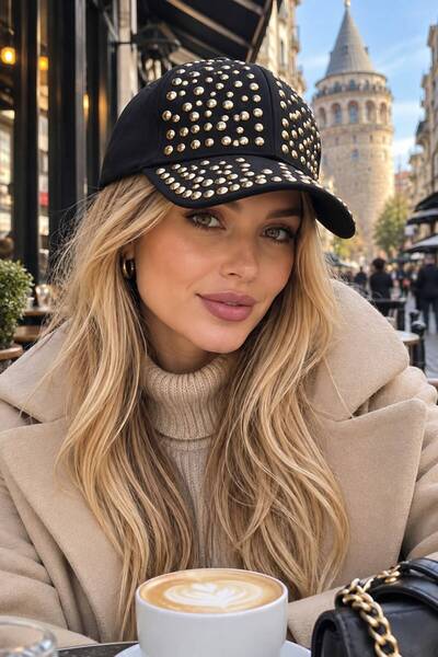 BALIENTE Black Gold Trocley Stone Cap Women's Hat