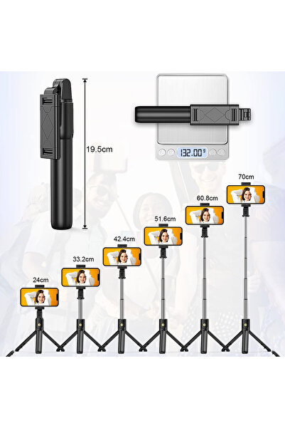 Techsuit Selfie Stick (K07) - Trepied compact cu telecomandă Bluetooth, pliab...