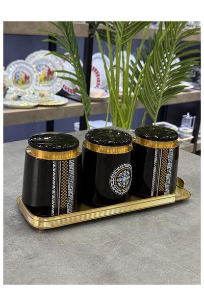Doğudeko Porselen Baharat Takımı 4 Parça Metal Standlı