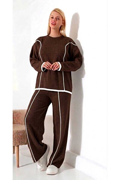 Chic Kids Wear Γυναικεία πλεκτά ριγέ ρούχα Oversize Σετ φόρμας με φαρδιά μπατ...