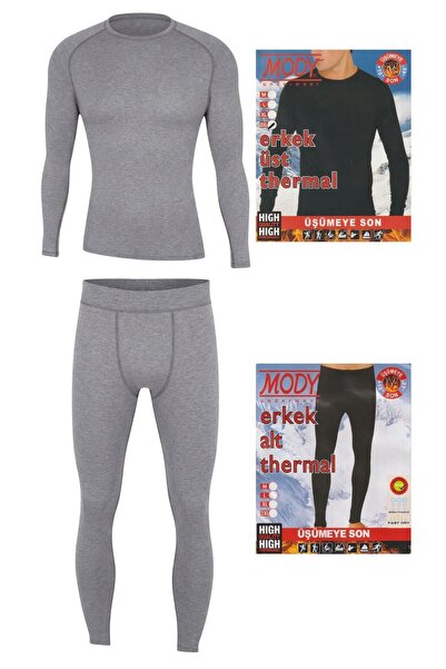 marufshop Erkek Doğa Sporlarında Kullanıma Uygun Gri Renk Likralı Termal İçli...