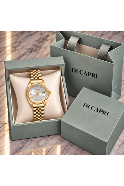 Generic Brand ساعة DI CAPRI ذهبية بمينا أبيض LOOSTER TIME