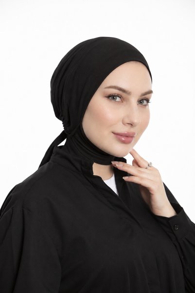 Loggia Halter Neck Large Volume Bonnet - Women's Non-Slip Comfortable Hijab-Black