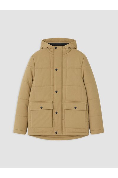LC Waikiki Ozmarka New Season Brown Water Repellent Boys' Inflatable Coat