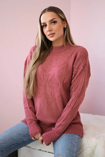 Kesi Pulover tricotat la modă, roz închis