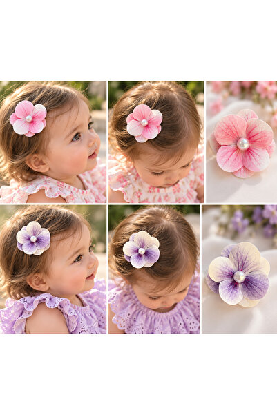 Toka Perisi Baby Imported Hydrangea Flower Hairless Baby Clip (2 Pcs)