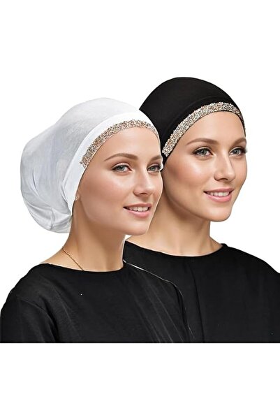 Generic 2Pcs Women Slouchy Beanies Cap, Soft Hijab Cap Under Scarf for Women,...