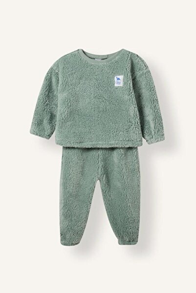 DeFacto Label Detailed Plush 2-Piece Set for Baby Boy (26 Cw)