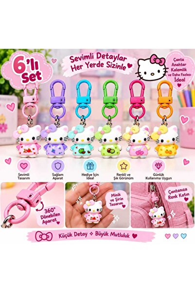 PeriMila Sevimli Figürlü Fermuar Süsü,Anahtarlık,Çanta Charmı 6lı