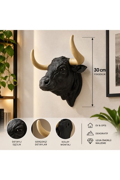 BOĞA KAFASI KASAP DEKORU - STEAK HOUSE DEKORU - LOKANTA DUVAR DEKORU İNEK KAFASI