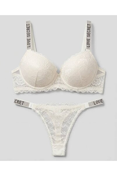 L&S LOVESECRET Dantel Taşlı Destekli Push Up Sütyen Takımı
