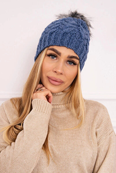 Kesi Căciulă pentru femei cu pompon și fleece de iarnă, verde denim