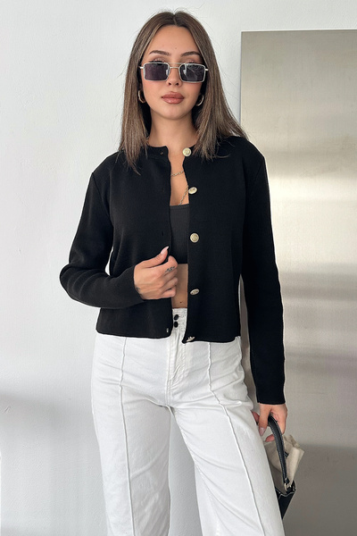 Noa&Noa Women's Baby Collar Buttoned Basic Knitwear Cardigan