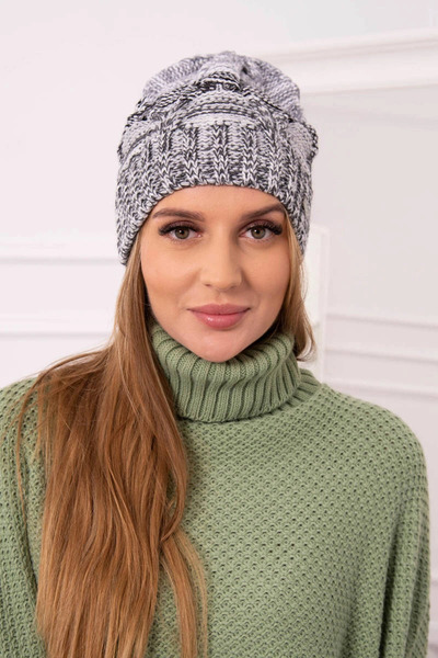 Kesi Grafit + negru + albastru gri închis căciulă de fleece de damă de iarnă