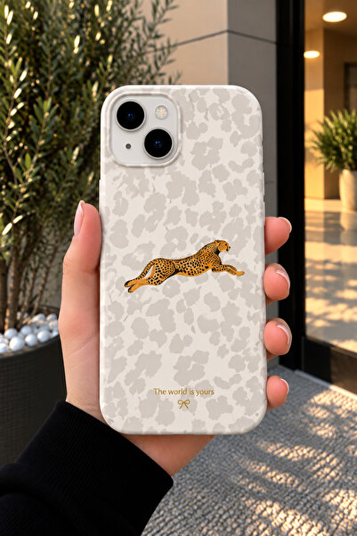 OVADA İPhone 13/14/15 Uyumlu Leopar Desenli Silikon Telefon Kılıfı