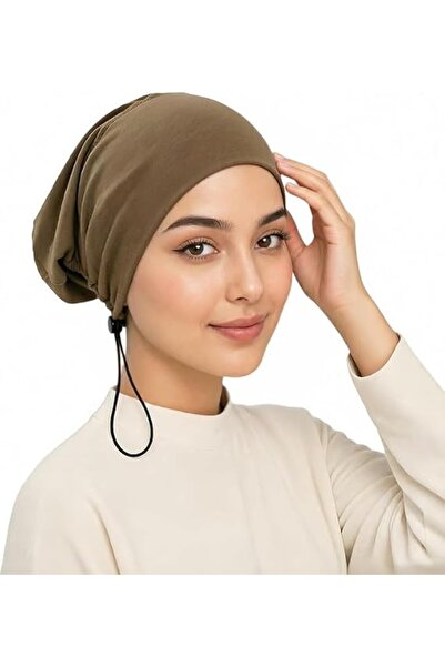 GENERAL قبعة حجاب نسائية للمسلمات، غطاء رأس داخلي من الجيرسيه، لون أسود