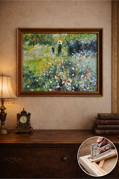 ART OF LEGACY Renoir (Bahçede Şemsiyeli Kadın 1875) Çerçeveli Klasik Vintage ...