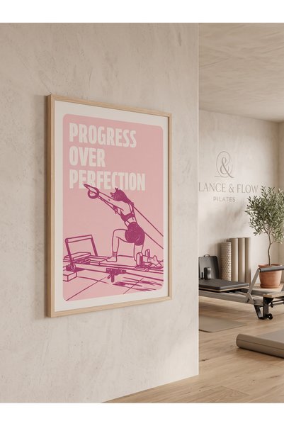 Creatick Design Reformer Pilates ve Yoga Salonu Tablosu Ham Ahşap Çerçeveli M...